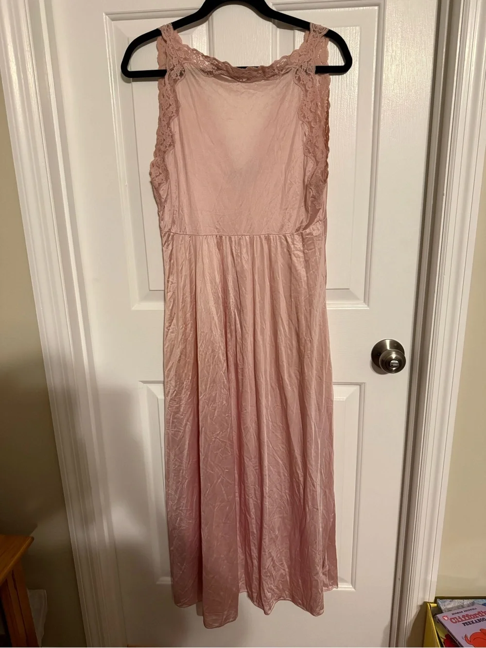 VTG Miss Elaine Lace Nightgown Maxi Dress Pink Empire Waist Coquette